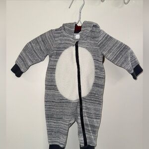 Cat & Jack Striped Gray and White Footie